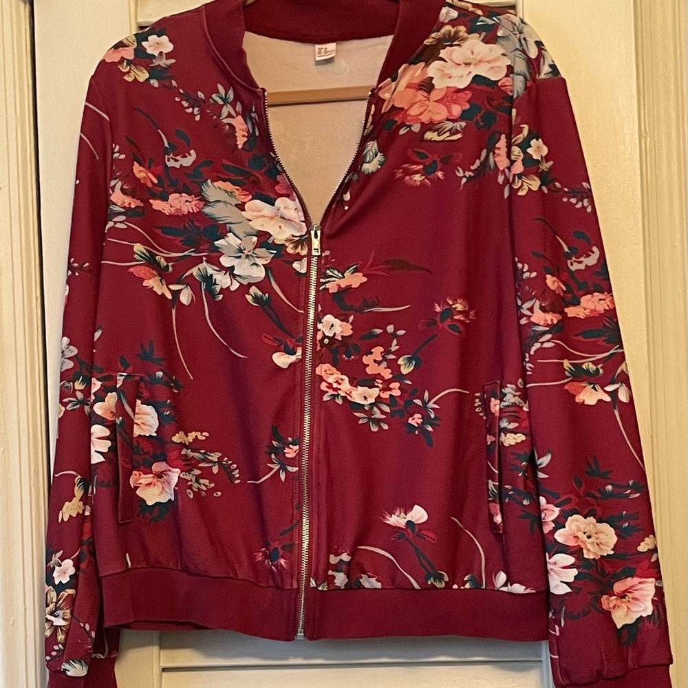 Floral Red Women's Jacket